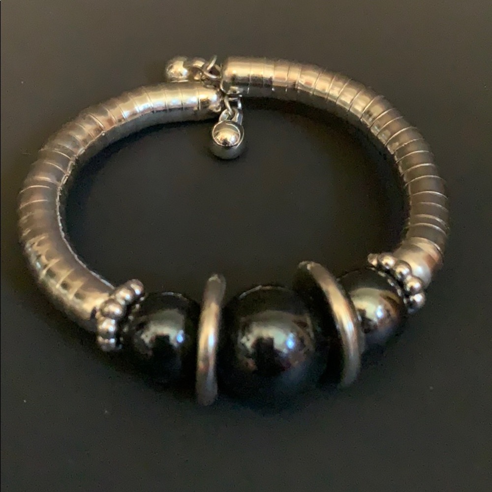 Silver and black bracelet